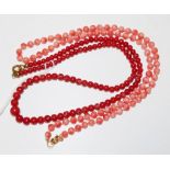 Two various coral bead necklaces