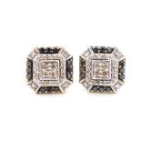 Multi colour diamond set 14ct yellow gold stud