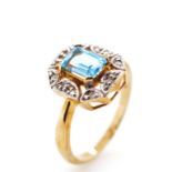 Topaz and diamond set 9ct yellow gold ring