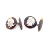 Early 20th C. Tortoise shell and silver cufflinks
