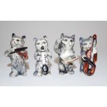 Four Wade ceramic Cat Musician miniature figures