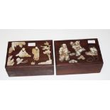 Two Chinese timber & mother of pearl boxes