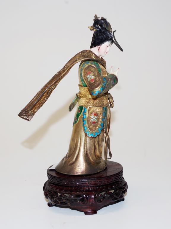 Japanese silver gilt, ivory, and enamel figurine - Image 4 of 5