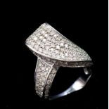 Pave diamond and 14ct white gold ring