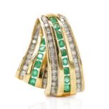 Emerald, diamond and 10ct yellow gold pendant