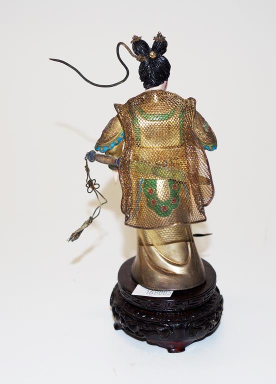 Japanese silver gilt, ivory, and enamel figurine - Image 3 of 5