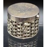 Mexican silver trinket box in the form of basket