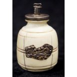 Small antique ivory and silver scent bottle