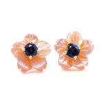 Topaz and pink mother of pearl stud earrings