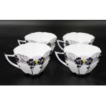 Four Art Deco Shelley Queen Anne cups