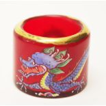 Chinese decorated red glass toggle