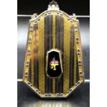 Art deco silver plate and enamel purse compact