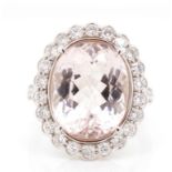 Morganite and diamond set 18ct white gold ring