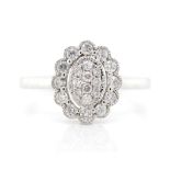 Diamond and 18ct white gold cluster ring