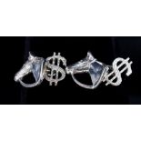Sterling silver "Horse and Dollar" cufflinks