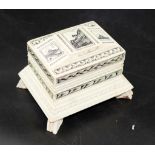 Vintage decorated bone jewellery casket