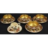 Four Japanese Satsuma cups & saucers