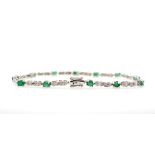 Emerald, diamond and white gold bracelet