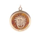 Edwardian 9ct rose gold and tortoise shell pendant