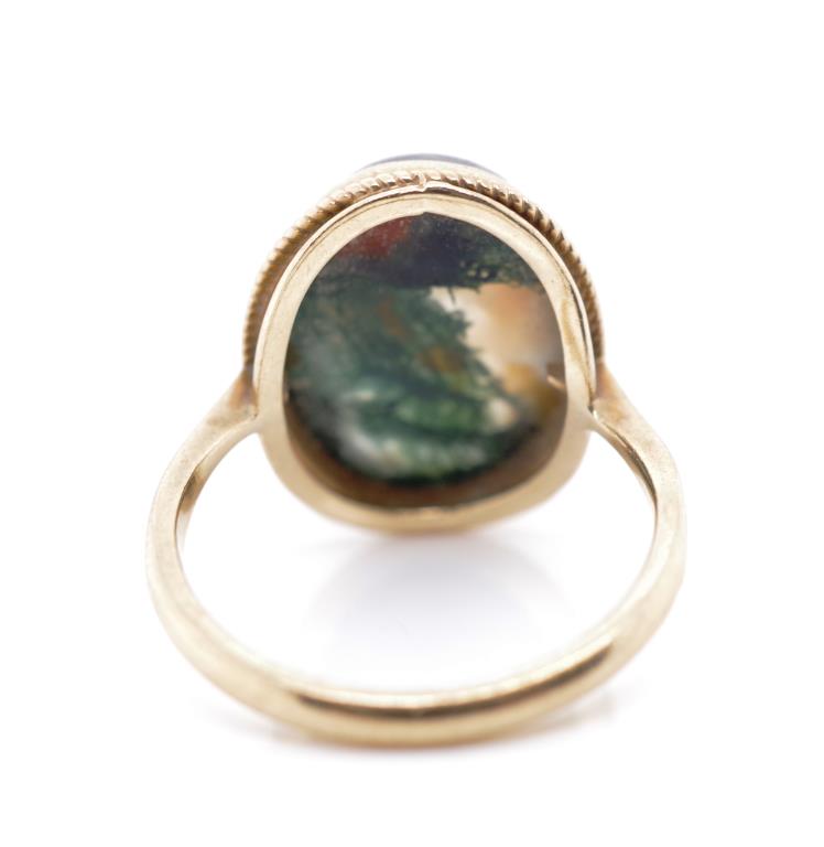 Edwardian 9ct yellow gold and moss agate ring - Image 4 of 5