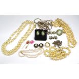 Silver and costume jewellery group