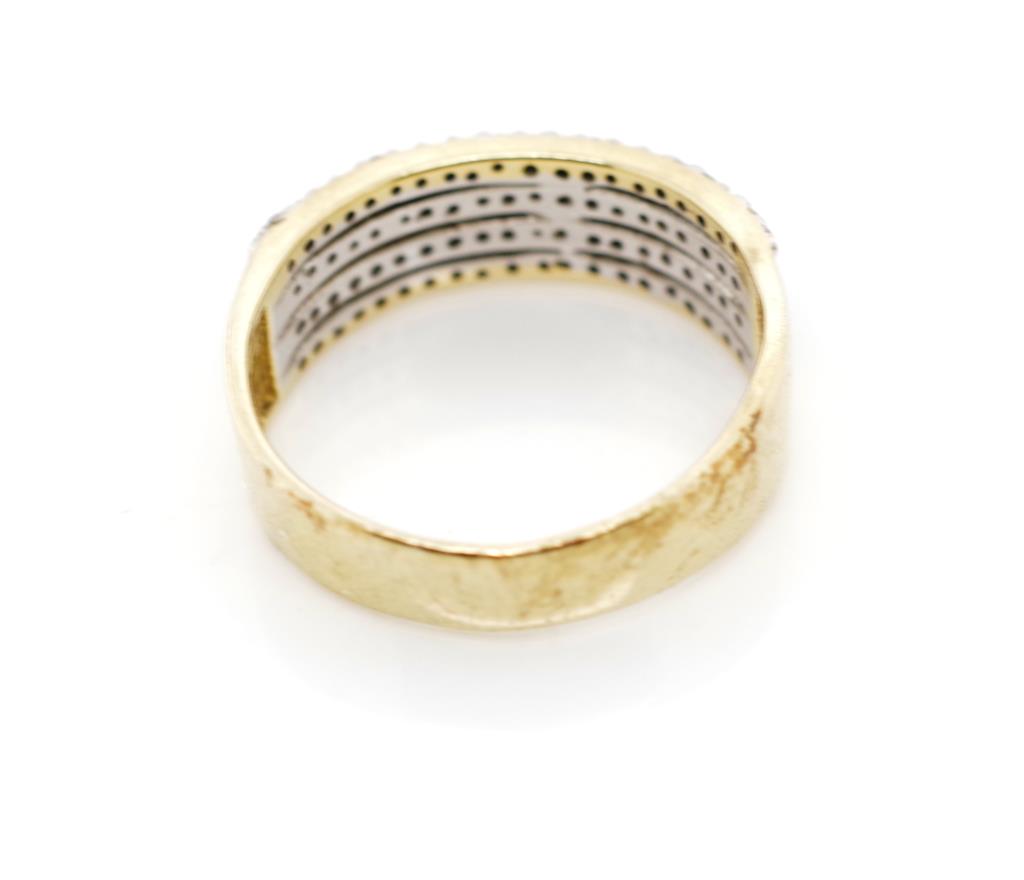 Four row diamond and yellow gold ring - Image 2 of 2