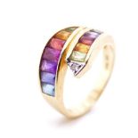 Multi gemstone and 18ct yellow gold ring