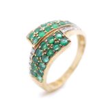 Emerald, diamond and 9ct yellow gold ring