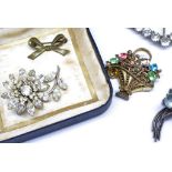 Simpson brooch and costume jewellery brooch