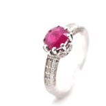 Ruby & diamond set white gold ring