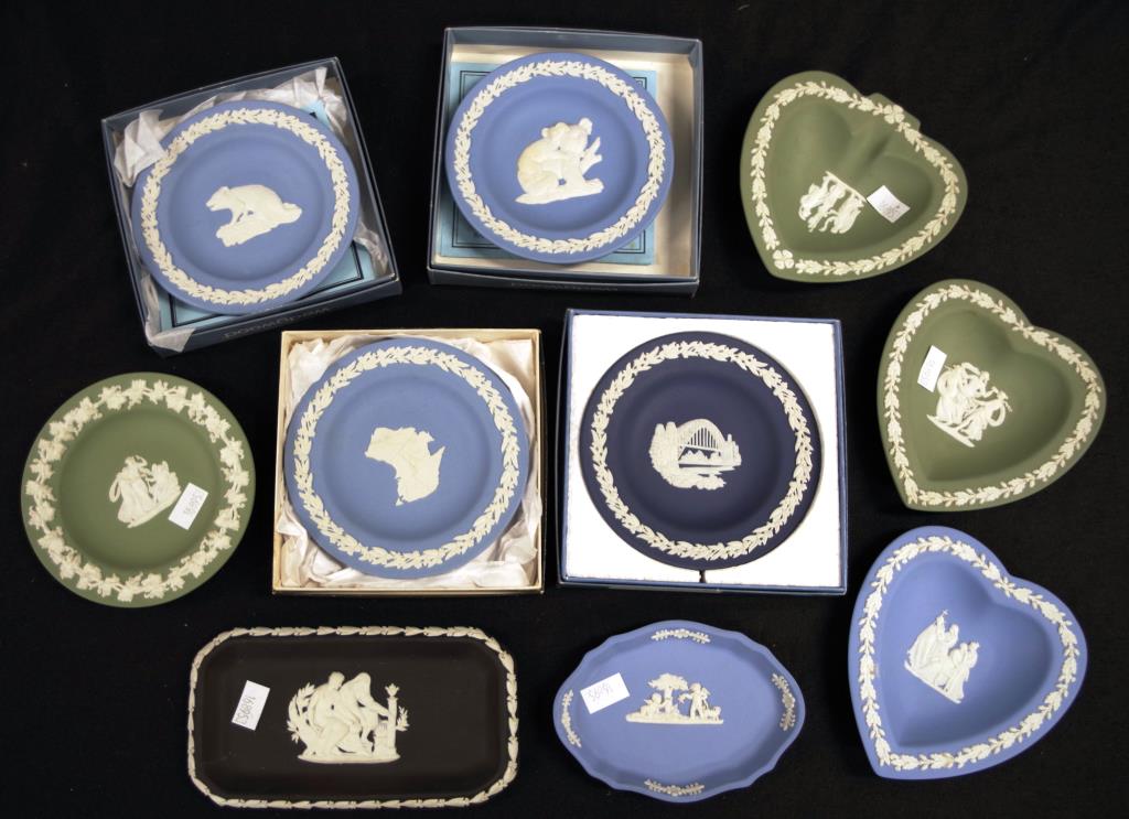 Ten various Wedgwood jasperware dishes