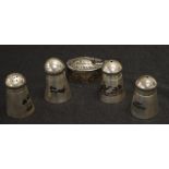 Five silver niello decorated condiment pieces