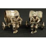 Pair vintage silver plate figural napkin rings