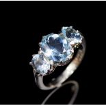 Aquamarine and topaz set 9ct white gold ring