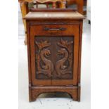 Antique oak coal scuttle cabinet