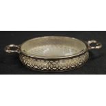 Early sterling silver framed crystal butter dish