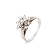 Vintage diamond cluster and 18ct white gold ring