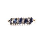 Sapphire and diamond set 9ct yellow gold ring