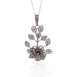 Early 20th C. silver filigree flower pendant
