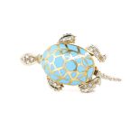 Diamond and two tone 18ct gold tortoise brooch