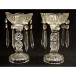 Pair of crystal lustre candlesticks