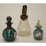 Three various art glass perfume bottles