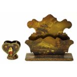 Victorian painted papier mache letter holder