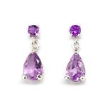 Amethyst and silver drop earrings