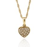 Diamond and 9ct yellow gold heart pendant & chain