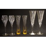 Three pairs of champagne wine glasses