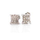 Diamond and white gold stud earrings