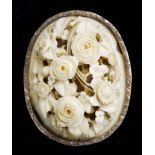 Antique ivory and silver brooch