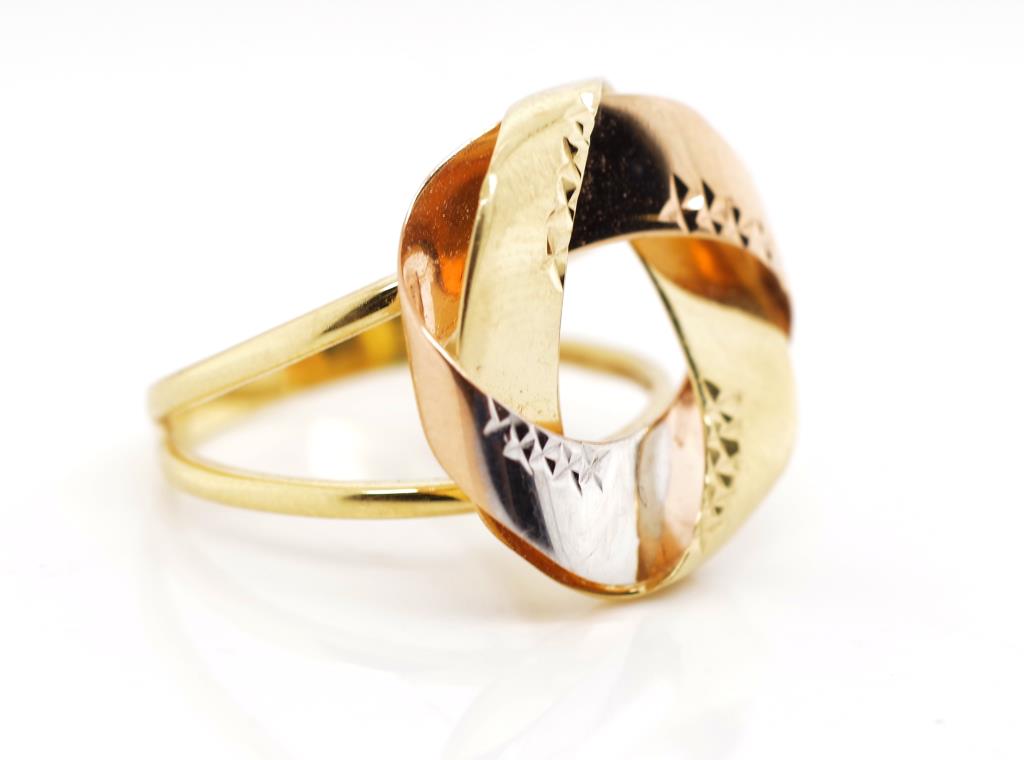 Tri colour 18ct gold knot ring - Image 2 of 4