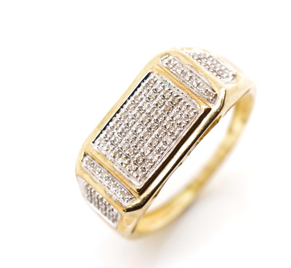 Pave diamond and yellow gold ring